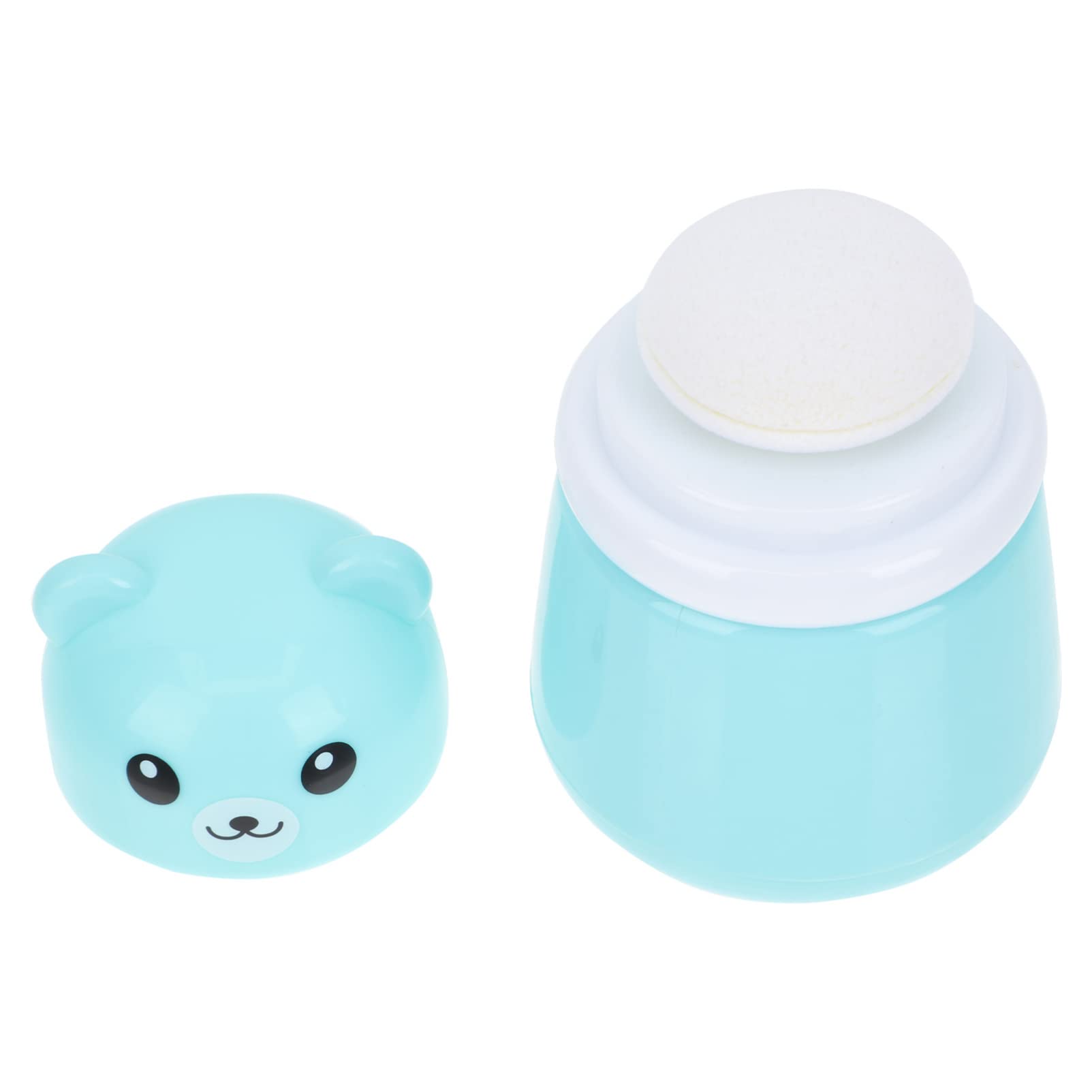 Lurrose Puff Skincare Containers Loose Powder Container Portable Loose Powder Case with Mushroom Sponge Puff Refillable Powder Bottle Jars for Home Outdoor Blue Makeup Powder Travel