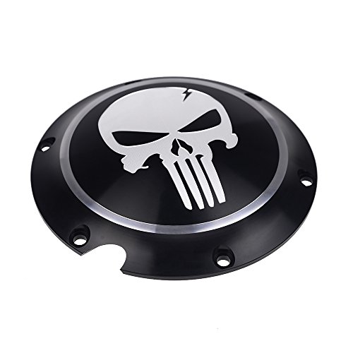 Frenshion Compatible for Motorcycle Black Chrome Skull Timing Accessories Engine Derby Timer Cover For Harley Sportster Iron XL 883 1200 04-14 (Pack of 2pcs)