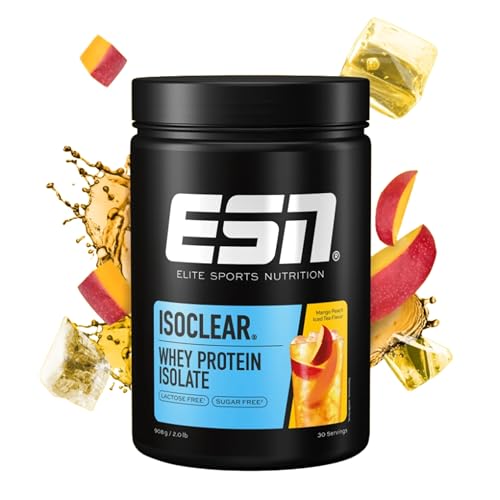 ESN ISOCLEAR Whey Isolate Protein Pulver, Mango Peach Iced Tea, 908 g, Proteinlimo mit fruchtig leckerem Geschmack, clear Whey - made in Germany