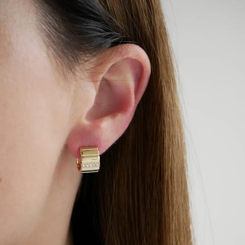 Image of Obidos 14K Gold Plated Illusion Stud Earrings for Women | Triple Huggie Hoop Earrings for One Hole| Trendy Simple Hypoallergenic Fashion Accessories Gold Jewelry Gifts for Womens