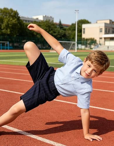 Image of Boy Shorts Kids Stretch School Uniform Clothes Flat Front Dress Casual Shorts with Pockets for Summer