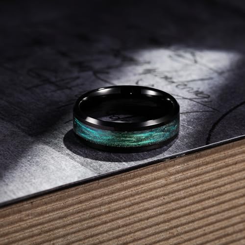 Tungsten Rings for Men,8mm Width Black,High Polished Wedding Band for Man,Personality Fashion Jewelry,Men's Galaxy Collection Ring,Mens Promise bands,7-14 Size,Gift Box2