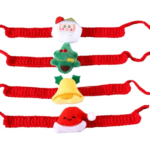 4 bufandas de punto de Navidad para perro, bufanda de invierno para mascotas, bufanda de dibujos animados pequeña para mascotas
