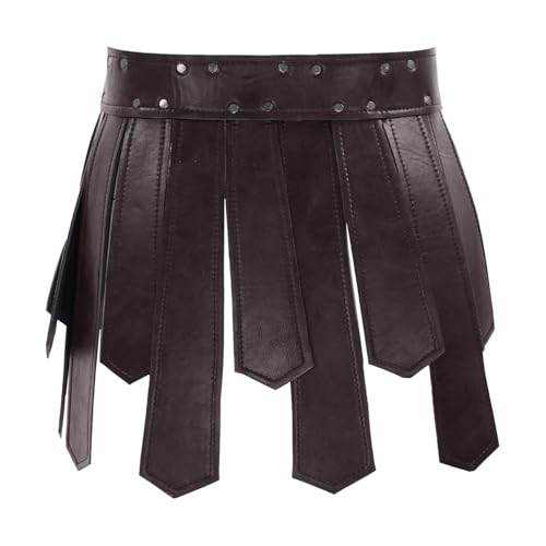 Medieval PU Leather Roman Tassel Skirt Adjustable Viking Warrior Fringe Belt2