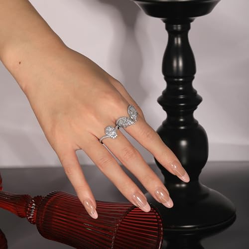 Image of Jeulia Unique Gothic Design 925 Sterling Silver Pear Cut Bat Coffin Promise Engagement Wedding Ring Set with Diamond Wings Bridal Jewelry Gift Box