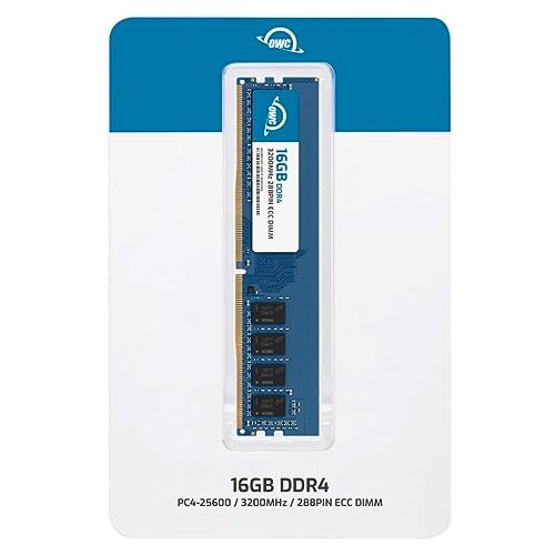 Image of OWC 16GB DDR4 3200MHz ECC UDIMM 288-pin Memory RAM | PC4-25600, ECC Unbuffered, 1Rx8, 1.2V, CL22, Compatible with Select Workstations, Servers, and NAS Systems
