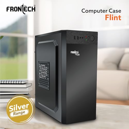 Image of FRONTECH Flint Silver Computer Cabinet | Compact PC Case for Home & Office | Silver Range | Efficient Airflow Design | Front USB 1.1 & Audio Ports | ATX /Micro-ATX Motherboard Support (FT-4277)