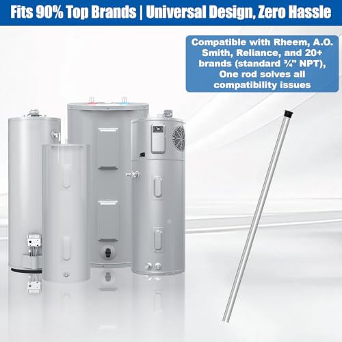32\" Magnesium Anode Rod for Hot Water Heater Compatible with Rheem Reliance A. O. Smith Giant GE Richmond Water Tanks, 32\" Long 3/4\" NPT Thread 0.84\" Diameter Hex Plug Protect Rotten Egg Smell - Thumbnail 7