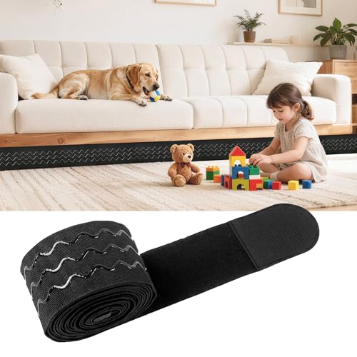 Vinlyto Under Couch Blocker for Kids & Pet Toys 3 x 13ft Adjustable Elastic Toy Blocker with Non-Slip Silicone Easy Install to Stop Items Under Sofa Bed