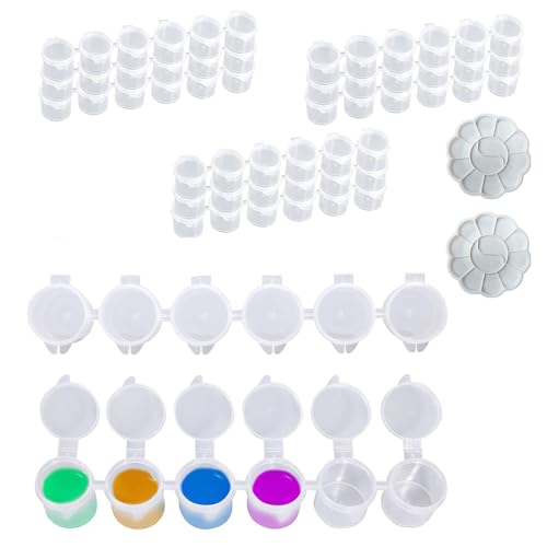 60PCS Strisce Di Vernice Vuote,Mini Barattolo Di Vernice,Vasi Di Vernice Con Coperchi,Tavolozza Di Fiori Plastica, bicchieri di colore vuoti con coperchio, 3 ml, strisce di colore vuote,14CM,Kiuiom