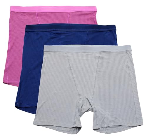 Fruit of the Loom Womens Boxer Briefs, 3 Pack Comfort Supreme Womens Underwear Boxer Briefs, Soft Ribbed Stretch