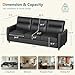 STHOUYN 85” Black Faux Leather Couch with USB, 3 Seater Couch for Living Room, Large Mid Century Modern Office Sofa for Apartment, Bedroom