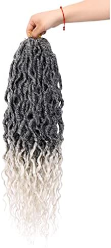 7 Packs Faux Locs Crochet Hair for Women, New Soft Locs Crochet Braid Pre Looped Goddess Locs Crochet Hair Boho Locs Crochet Braids with Curly Ends Synthetic Braiding Hair Extensions (16inch, Tgray#)
