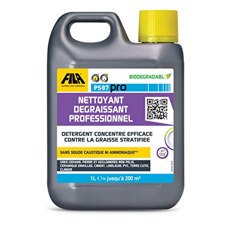 FILA Surface Care Solutions, PS87 PRO, Nettoyant Degraissant Professionel: Detergent Concentre Efficace contre la Graisse Stratifiee, 1L
