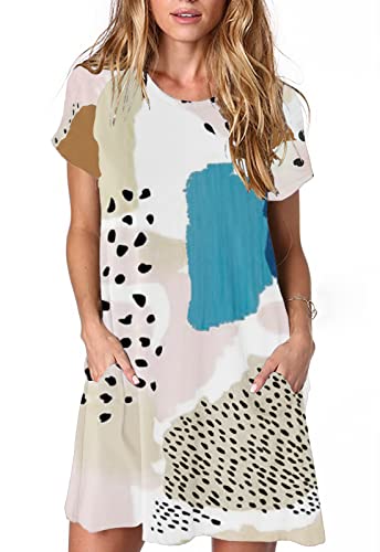 Image of Alaster Women's Casual Summer T Shirt Dress Loose Short Sleeve Tunic Dress with Pocket for Women