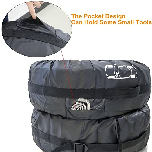 Image of Tire Cover 4pcs Skyour Adjustable Waterproof Seasonal Spare Car Wheel Tire Storage Bag Tote Protective Cover Dustproof Tire Tote Wheel Protector Covers with 4pcs Wheel Felts (Red, L)