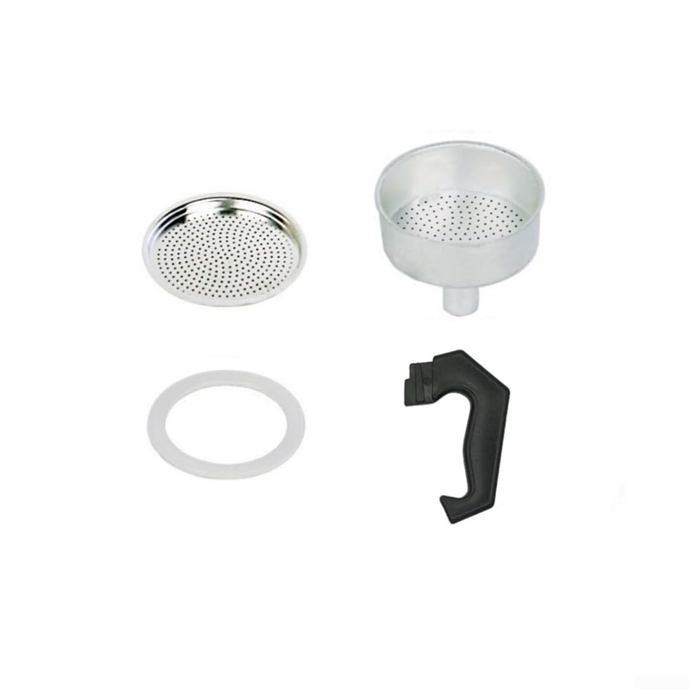 Mocha Pot Accessories Set, Espresso Coffee Moka Pot Replacement Parts Handle Gasket Seal Funnel Filter(3 Cup)