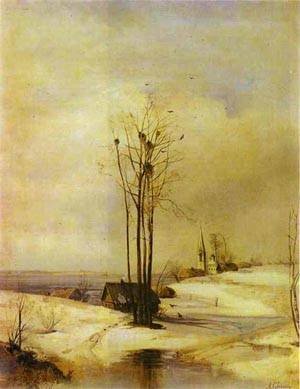 Early Spring Thaw peinture à l'huile Savrasov pour sublimer votre salon