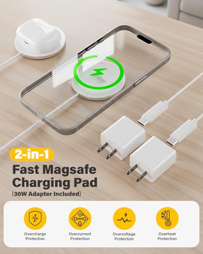 25W Magnetic Wireless Charger, 10FT Fast Charging Pad Wireless Charge for iPhone 17 16 /AirPods3/2/Pro/for Galaxy S26 Ultra/Pixel 10 Series, Portable Charger for Desk& Travel(1Pack,White) - image 7