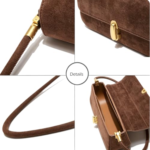 Faux Suede Square Shoulder Bag