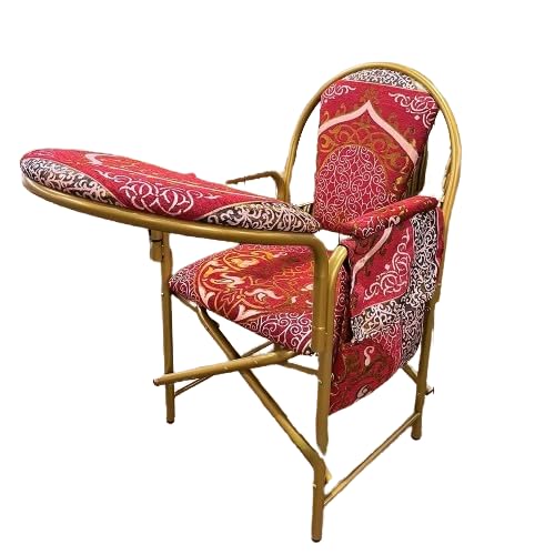 REBENUO Muslim Prayer Chair Islamic Comfortable Cushioned Chair With Armrest And Side Pocket Foldable Salah Chair for Sujud. كرسي صلاة (Red)