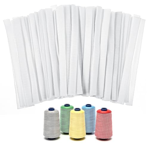 Image of 100PCS Thread Net Spool Saver, Cosmetic Makeup Brush Protective Sewing Embroidery Threads Net Mesh Sewing Thread Cones Nets for Quilting Winding Embroidery Serger Spools White 11.5 * 1cm