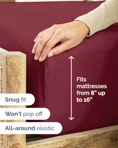 Image of Flex Top Split Head King 6 Piece Sheet Set - Soft & Cooling - Burgundy