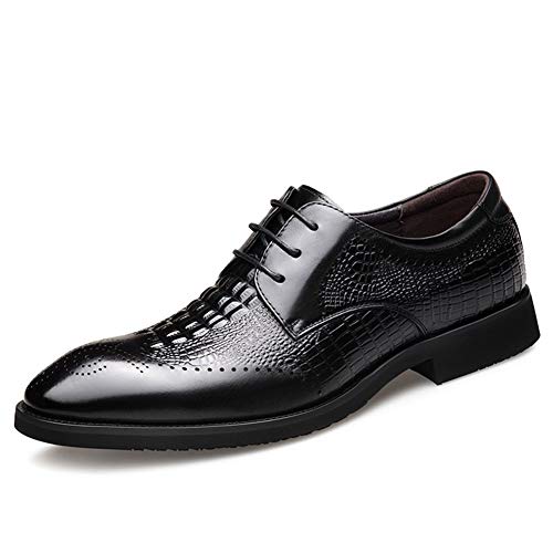 HHF Mocasines y oxfords de ocio, Zapatos formales Oxford de negocios for hombres, zapatos de piel de cocodrilo de imitación de cuero genuino con cordones, cordones cerámicos Brogue tallado Bloque de t