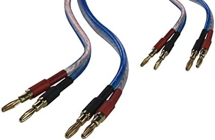 KK Cable BB2-2[1Pair 8banana Plugs Total] HiFi Speaker Wire, Assembled (Banana to Banana Plugs) Blue (4.92ft PER Wire / 1.5M PER Wire) BB2-2