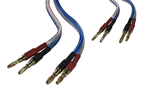 Kk Cable Bb2-2[1Pair 8Banana Plugs Total] Hifi Speaker Wire, Assembled (Banana To Banana Plugs) Blue (4.92Ft Per Wire / 1.5M Per Wire) Bb2-2 #TOP2