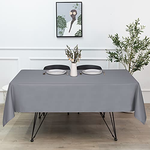 Image of sancua Rectangle Tablecloth - 54 x 78 Inch - Stain and Wrinkle Resistant Washable Polyester Table Cloth, Decorative Fabric Table Cover for Dining Tables, Buffet Parties and Camping, Light Grey