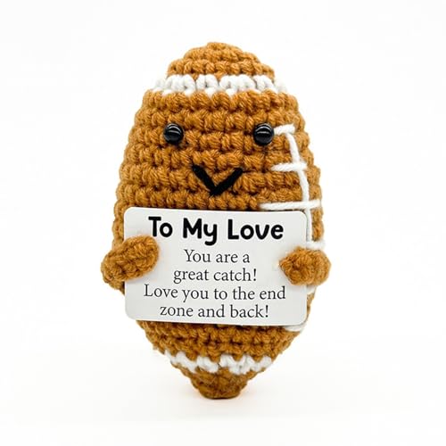 Haibeot Father Gifts for Husband from Wife,Fathers Day Dad Gift for Dad Husband from Daughter Son,I Love You Handmade Crochet Mini Football Anniversary Birthday Gift for Men Him Husband,Fathers Day