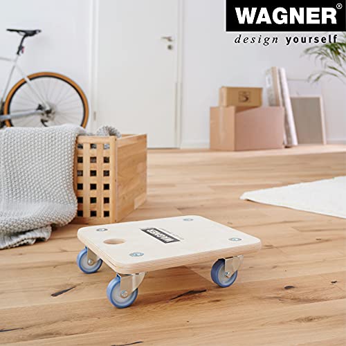 WAGNER Transportroller Transporthilfe I Möbelroller aus Schichtholz 29 x 29 x 8,5 cm, Tragkraft 250 kg I Möbelhund für Umzüge I Rollbrett für Möbel I softe Rollen & Aufhängeloch I FSC® I Made in DE