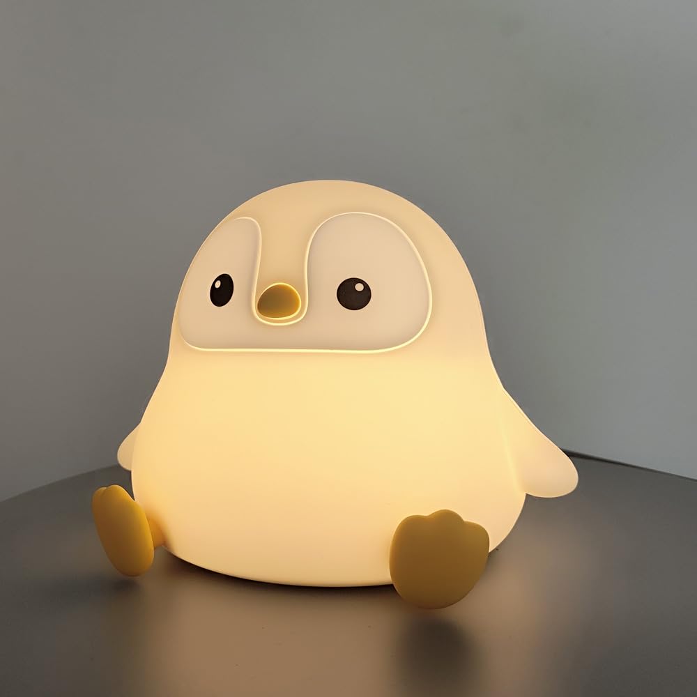 Silikon-Nachtlicht mit Cartoon-Pinguin-Motiv, wiederaufladbar, Timing, Dimmen, Kinderzimmer, Schlaf, Nachtlampe für Babyzimmer, Dekoration