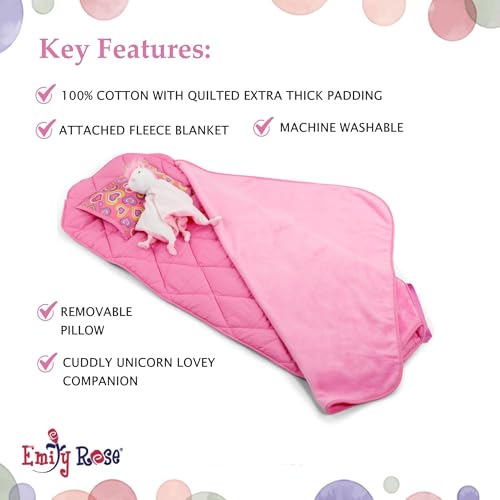 Image of Emily Rose Pink Toddler Nap Mat Set with Warm Blanket