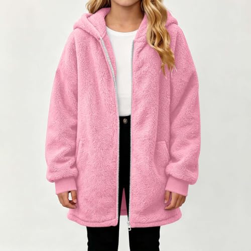Girls Jacket Fleece Zip up Hoodie Fuzzy Sweaters Kids Teen Fall Winter Coat - image 3