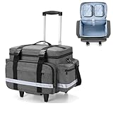 Damero Medical Bag with Detachable Trolley, Medical Equipment Bag with Removable Pockets and Dividers, First Aid Responder Bag Empty for Home Health Nurses, Doctors, Grey
