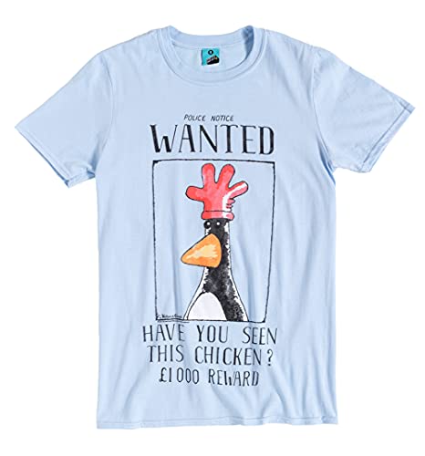 T-shirt Wallace and Gromit bleu haut en coton Feathers McGraw imprimé