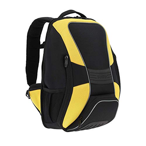 Totto Rucksack für Fahrräder, Herren, MA04MOT002-1410G-NA0, Schwarz/Gelb, 47 cm