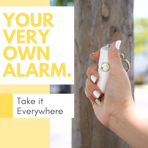 SecurityMan Door Security Bar with 120dB Alarm & Personal Safety Keychain Alarm (White) – Adjustable Door Jammer Stick & 130dB SOS Siren for Home and Personal Safety