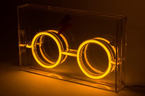Image of Silver Buffalo Harry Potter Lightning Bolt Scar and Glasses USB Powered Neon Light Box, 12 x 7 Inches