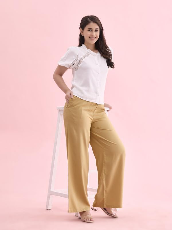 Image of GO COLORS Soft Viscose Basic Palazzo Full Length for Women| Breathable, Mid Rise, Relaxed Fit