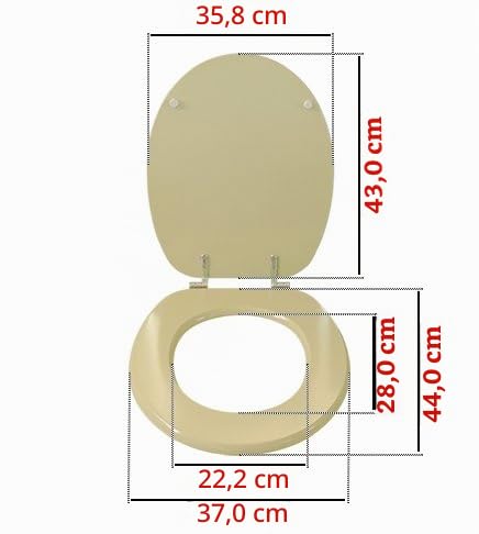 Coprivaso copriwater sedile tavoletta legno in mdf, Universale, colore champagne