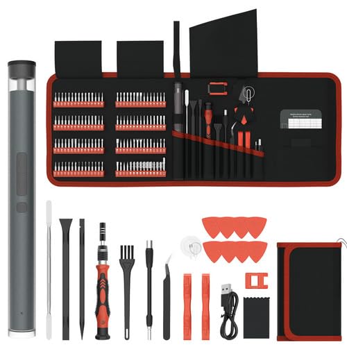 Set di cacciaviti di precisione 144 in 1, rosso, multifunzione, kit di riparazione per elettronica, telefoni, laptop, con manico ergonomico, custodia portatile inclusa