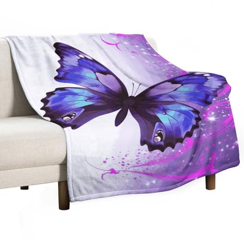 Couverture polaire violette imprimé papillon idée cadeau maison