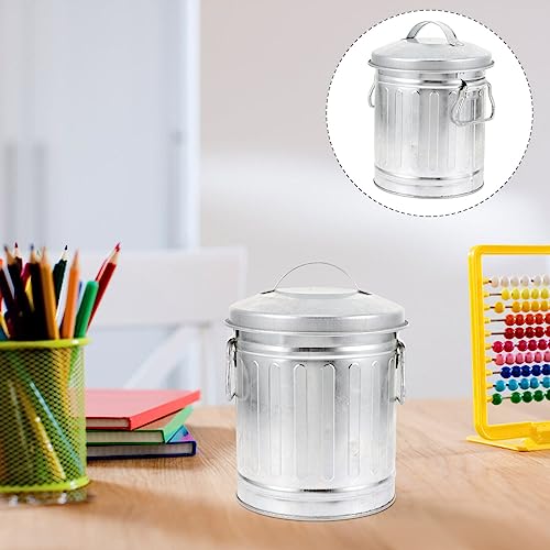 Basurero pequeño vintage metálico para escritorio y hogar miniatura 2