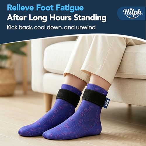 Image of Hilph Full Foot Ice Pack Gel Sock for Hot & Cold Therapy - Reusable Cooling Sock for Toe Pain, Plantar Fasciitis & Hot Feet - Easy Slip On Design for Chemotherapy, Postpartum Recovery, 1 Pair, Blue