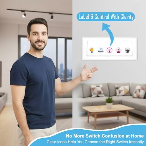 Image of GLUN 600 Switch Board Stickers (60+ Designs), Luxury Vinyl Decorative Switch Stickers for Home, Self-Adhesive Switch Covers for Lights, Fans & Switchboards, Waterproof & Removable