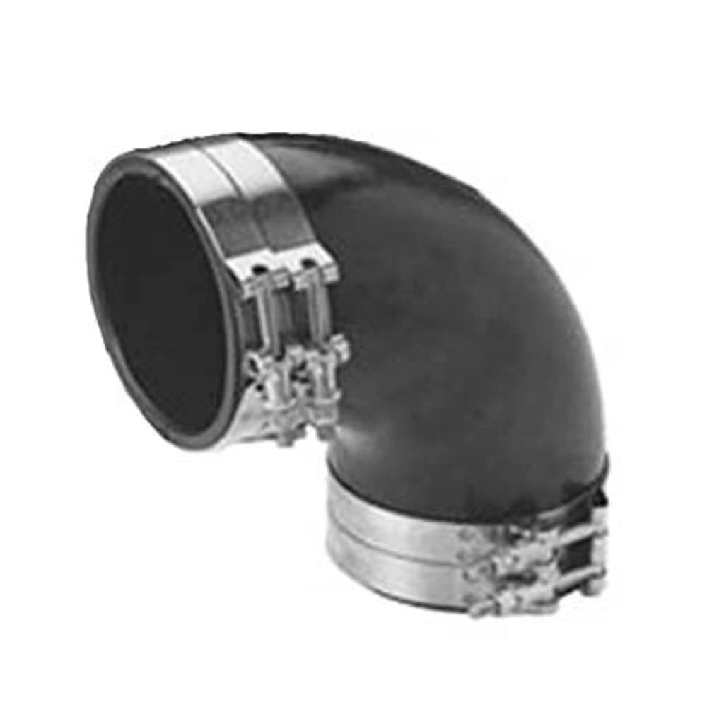 Trident Marine 4" ID 90-Degree EPDM Black Rubber Molded Wet Exhaust Elbow w/4 T-Bolt Clamps