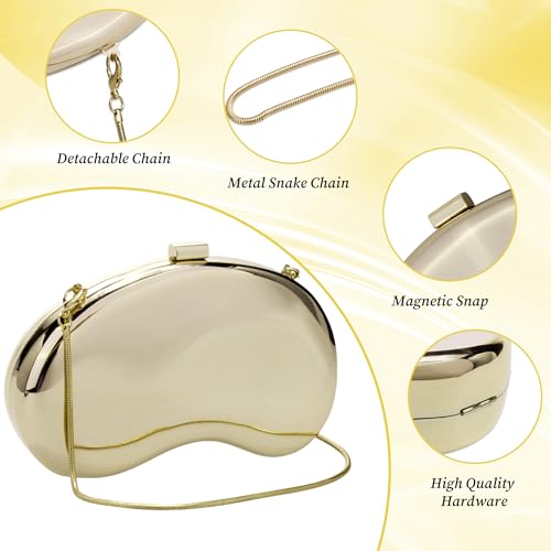 Image of Clutch Purses for Women Evening Handbags with Chain Metallic Purse Cute Shell Purse Clutch Bag for Wedding Party Prom